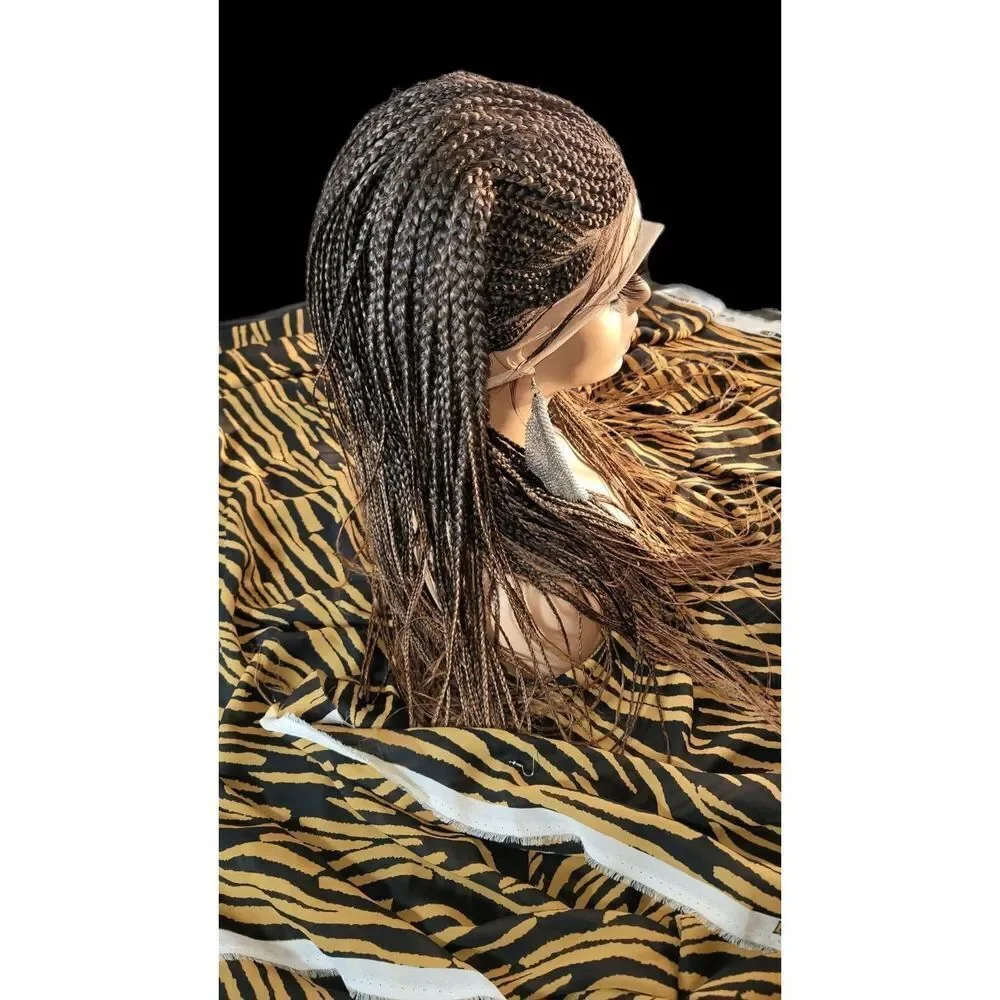Handmade Braided Wig- Ombre Color Brown Chesnut, Ghana Weave